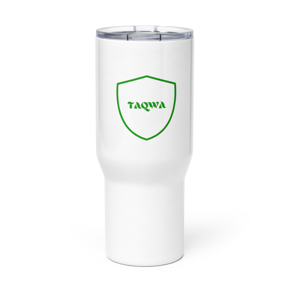 The shield travel mug in GREEN