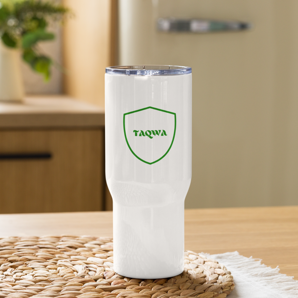 The shield travel mug in GREEN